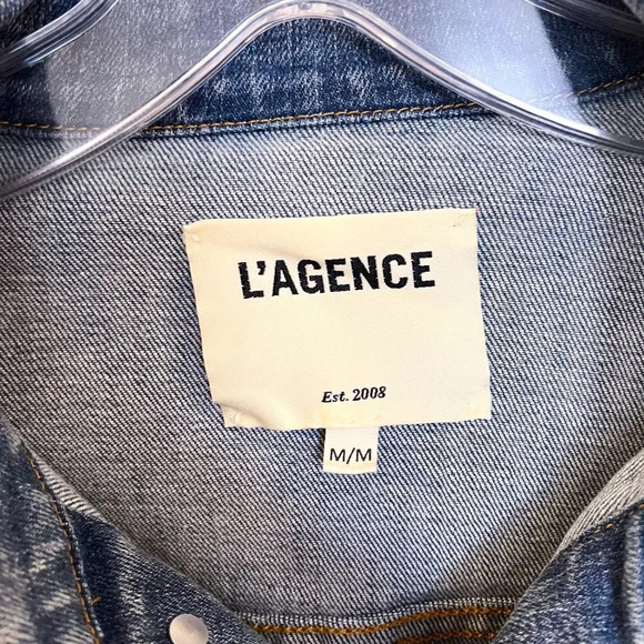 L'Agence Karina Oversized Denim Shadow Pocket Button Down Classic Jean Jacket M - Picture 6 of 10